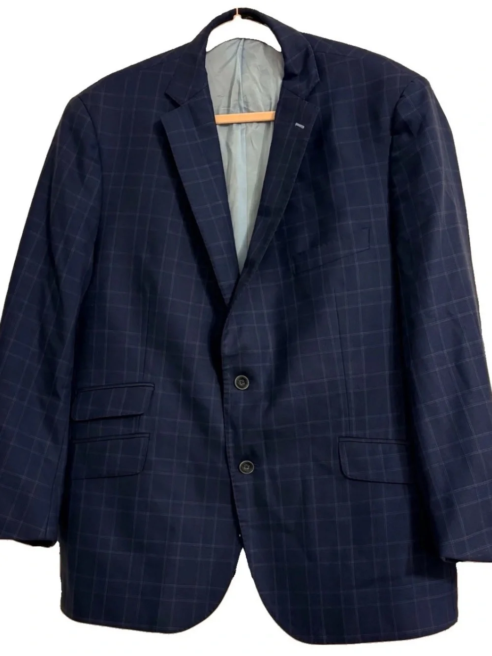 J HILBURN Custom Luxury Blue Plaid Wool Blazer Sport Coat with Matching Vest